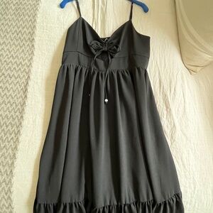 Black maxi dress, Madewell, adjustable straps and keyhole detail at bust